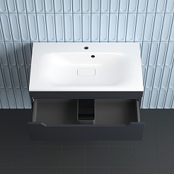 Style Line Тумба под раковину Остин 80 подвесная графит – фотография-5